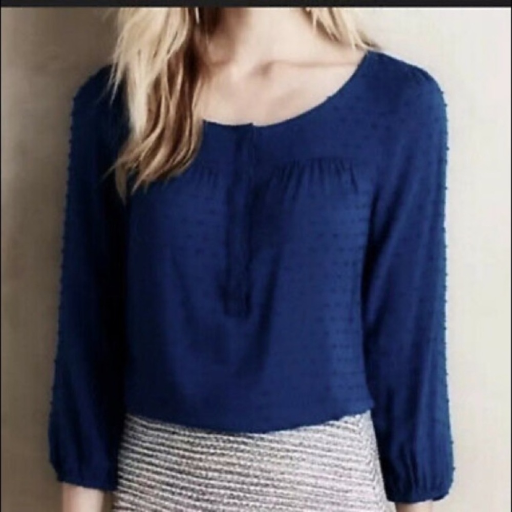 Anthro Maeve Dot Scallop Emmaline Blouse SIze 8